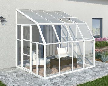 Зимовий сад Sun Room Palram Canopia 2,58&times;2,6 м білий &mdash; сучасна скляна веранда для саду