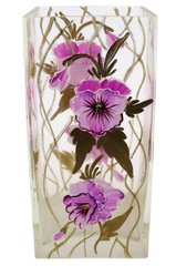 Ваза стеклянная ручной работы Фиолетовые цветы (Квадратный цилиндр маленький) ZA-1270