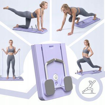 Багатофункціональна дошка Pilates Reformer 12 в 1 Retoo SR341 з еспандерами та цифровим таймером