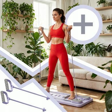 Багатофункціональна дошка Pilates Reformer 12 в 1 Retoo SR341 з еспандерами та цифровим таймером