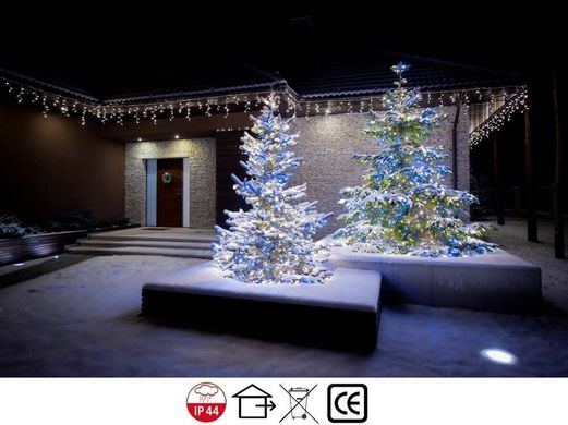 Новогодняя гирлянда Бахрома 300 LED, Белый холодный свет 14 м + Ночной датчик