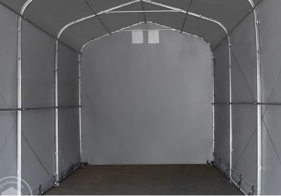 Гаражный павильон 5х10м - высота боковых стен 2,7м с воротами 4,1х2,5м, ПВХ 850, серый