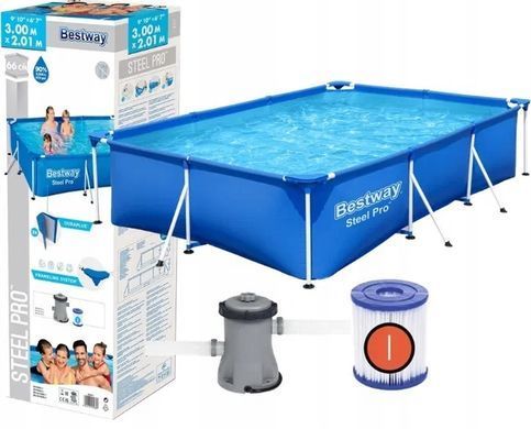 Каркасний басейн Bestway 300 &times; 201 &times; 66 см з насосом