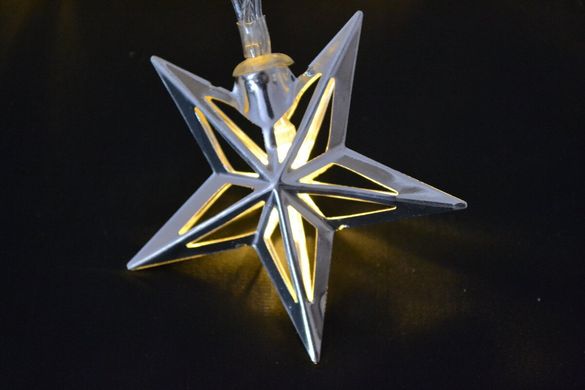 Новогодняя гирлянда "Звезды" 8 LED, Белый теплый свет, на пальчиковых батарейках