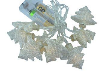 Новогодняя гирлянда "Елки" 8 LED, Белый теплый свет, на пальчиковых батарейках