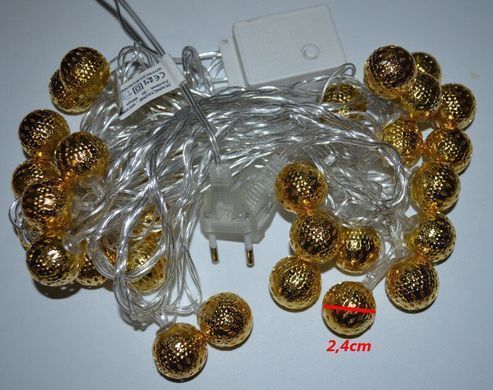 Новогодняя гирлянда 30 LED, Белый теплый свет, 5,8 м