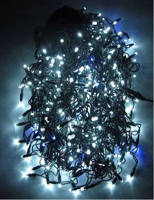 Новогодняя гирлянда бахрома 12 м 300 LED (Холодный белый с синей вспышкой)
