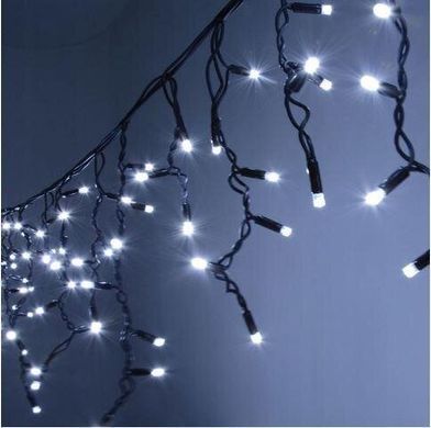 Новогодняя гирлянда бахрома 12 м 300 LED (Холодный белый с синей вспышкой)