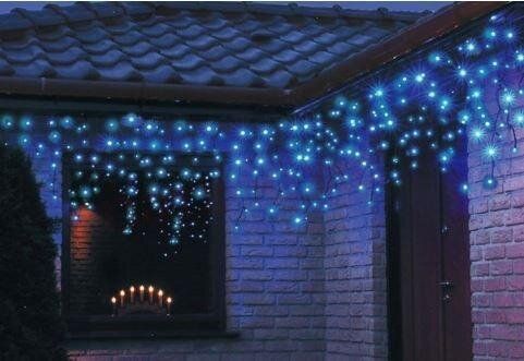 Новогодняя гирлянда бахрома 12 м 300 LED (Холодный белый с синей вспышкой)