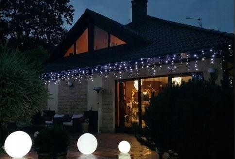 Новогодняя гирлянда бахрома 12 м 300 LED (Холодный белый с синей вспышкой)
