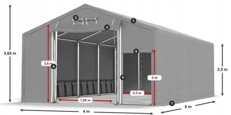 Палатка для хранения 4x8 [2,5 м] Industrial DAS