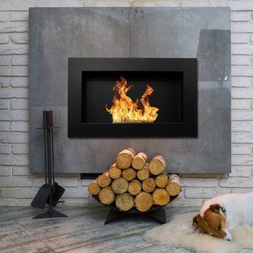 Матовий чорний біокамін 65x40 см, сертифікований T&uuml;V, із серії Nice-House