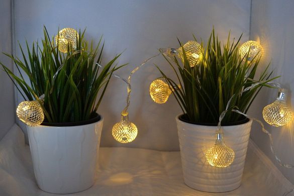 Новорічна гірлянда "Кулі" 8 LED, Біле тепле світло