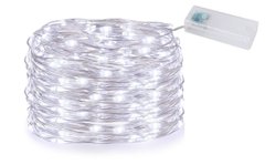 Новогодняя гирлянда 100 LED, На прозрачном проводе, Белый холодный свет, 9м