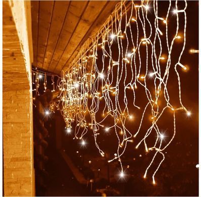 Гірлянда бахрома 14.5 м 300 LED Білий теплий