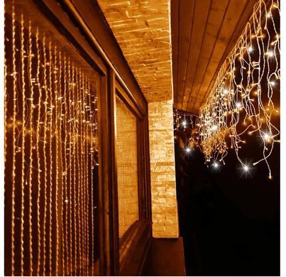 Гірлянда бахрома 14.5 м 300 LED Білий теплий