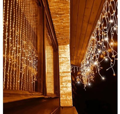 Гірлянда бахрома 14.5 м 300 LED Білий теплий