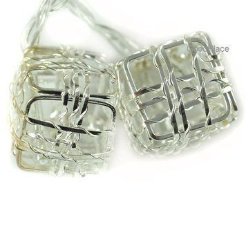Новогодняя гирлянда "Кубики" LED x 10, Белый холодный свет, На пальчиковых батарейках