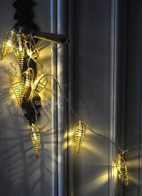 Новорічна гірлянда 10 LED, Біле тепле світло, На пальчикових батарейках