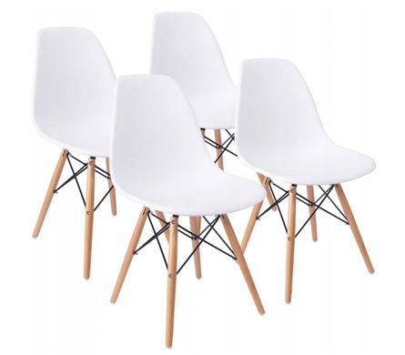 Комплект стільців 4 шт в скандинавському стилі + обідній стіл білий