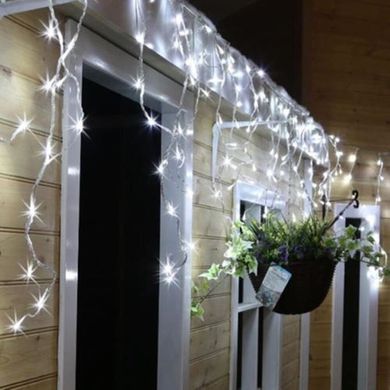 Новогодняя гирлянда Бахрома 500 LED, Белый холодный свет 21 м + пульт