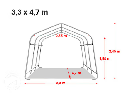 3,3х4,7м Гаражная палатка, ПЭ 450, темно-зеленый