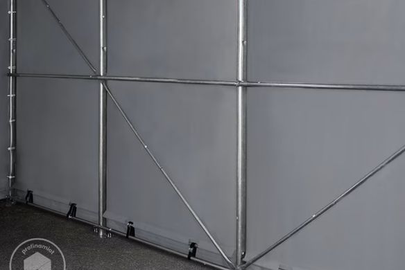 Гаражный павильон 8х12м - высота боковых стенок 3м с воротами 4х3,6м, ПВХ 850, серый