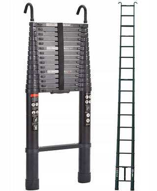 Лестница DayPlus 3,8 м алюминий до 150 кг с крючками, Черный