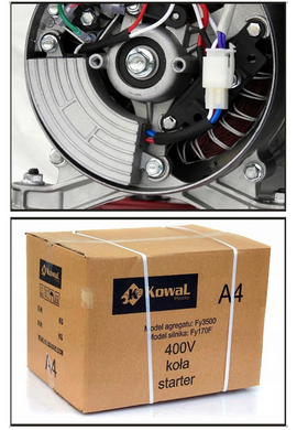 Генераторная установка KowaL Польша A4 Fy3500 3500 Вт (+колеса, + ручки, +аккумулятор, +эл.старт, +масло)