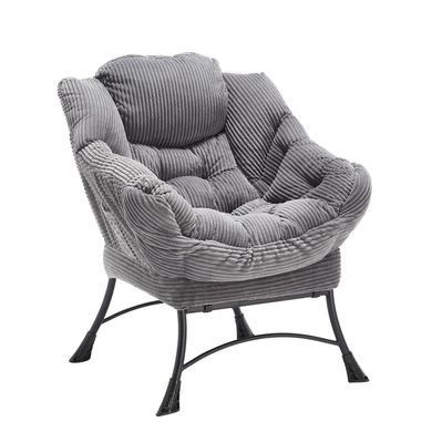 М'яке крісло вухань з підніжжям Armchair сірого кольору з бічною кишенею