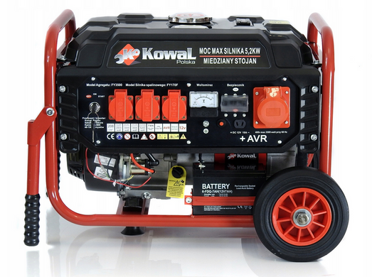 Генераторна установка KowaL Польща A4 Fy3500 3500 Вт (+колеса, + ручки, +акумулятор, +ел.старт, +масло)