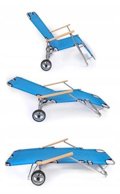 Шезлонг-лежак для відпочинку з колесами та дашком ALUM