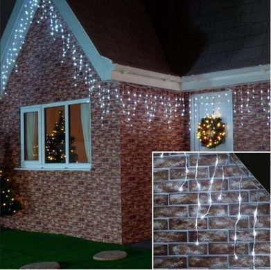 Новорічна гірлянда бахрома 9,5 м 200 LED (Холодний білий з холодним білим спалахом)