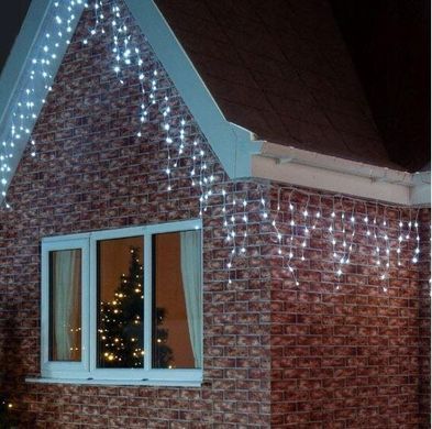 Новорічна гірлянда бахрома 9,5 м 200 LED (Холодний білий з холодним білим спалахом)