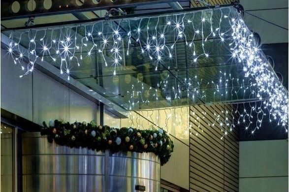 Новорічна гірлянда бахрома 9,5 м 200 LED (Холодний білий з холодним білим спалахом)