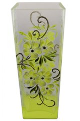 Ваза стеклянная ручной работы Салатовые цветы (Квадратный конус маленький) ZA-1247