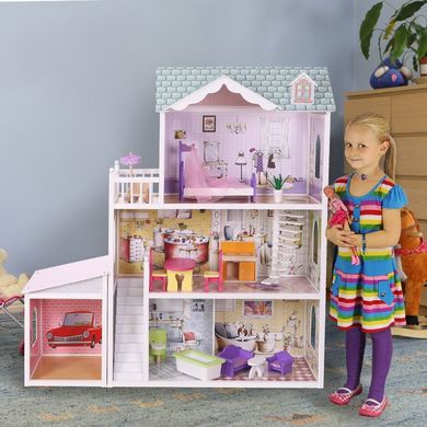 Мега большой игровой кукольный домик для барби Ecotoys 4108wg Beverly + гараж 124см