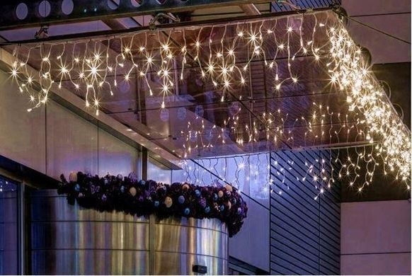 Новорічна гірлянда бахрома 9,5 м 200 LED (Теплий білий з холодним білим спалахом)