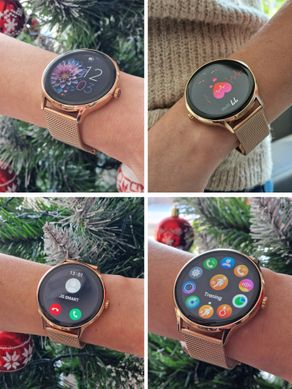 Smartwatch женские, вызовы, меню PL, здоровье, спорт, уведомления, 2 ремешка