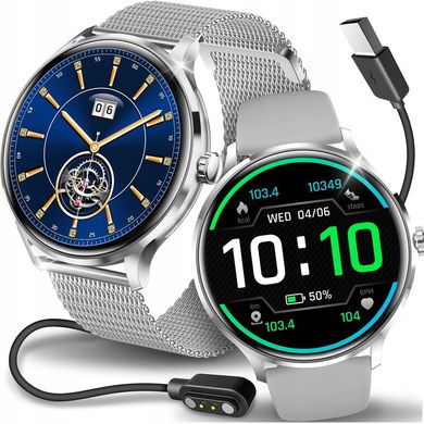 Smartwatch женские, вызовы, меню PL, здоровье, спорт, уведомления, 2 ремешка