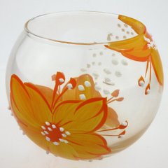 Ваза стеклянная ручной работы Оранжевые цветы (Шарик маленький) ZA-1042