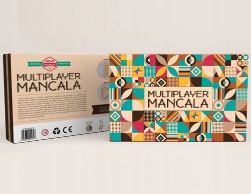 Деревянная настольная игра Манкала (Mancala) для 2-4 игроков