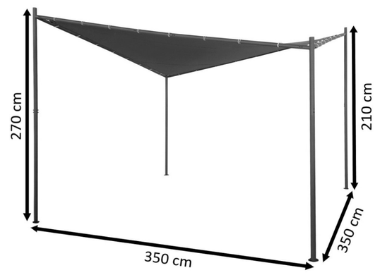 Антрацитовая пергола для террасы 3,5 x 3,5 м