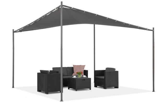 Антрацитовая пергола для террасы 3,5 x 3,5 м