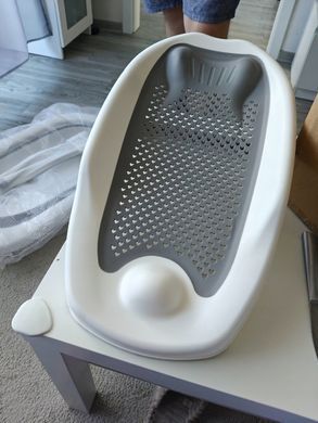 Складная детская ванночка Primabobo MILO 3 в 1 с подставкой, термометром, сливом и сиденьем, серая