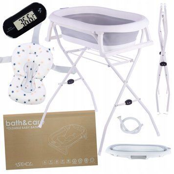 Складная ванночка для купания новорожденных TO-MA Bath & Care с подставкой, подушкой и LCD-термометром
