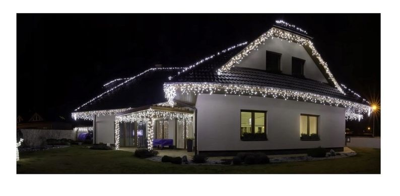 Професійна гірлянда бахрома 14 м Білий холодний + Флеш 300 LED