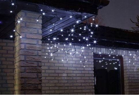 Новорічна гірлянда бахрома 8 м 200 LED (Холодний білий з синім спалахом)