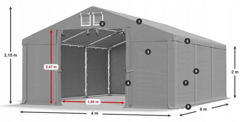 Палатка промышленная 4х6м DAS