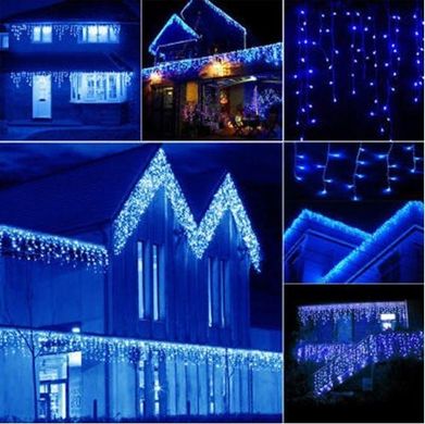 Новогодняя гирлянда бахрома 23,5 м 500 LED (Синий с холодной белой вспышкой)